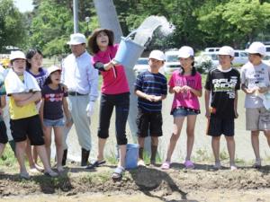 田んぼの学校　～「桃米」の田植えと「カブトエビ」放流～3