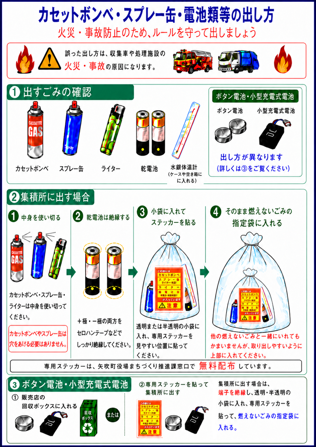 カセットボンベ・スプレー缶・電池等の出し方